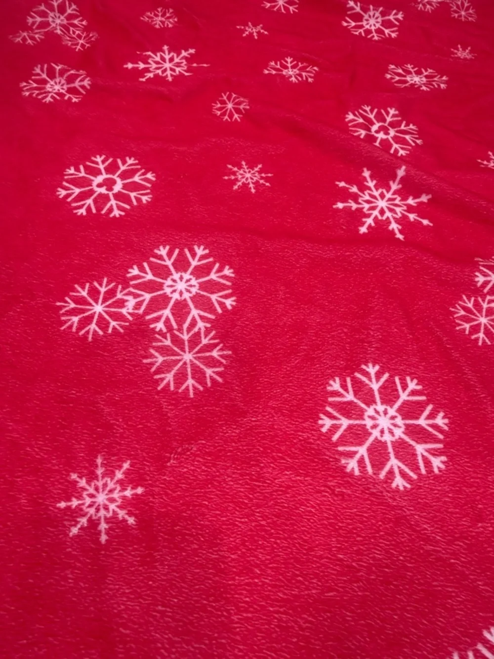 Red fleece Snowflake Holiday Blanket with Minnie and Mickey Embroidery 52x42